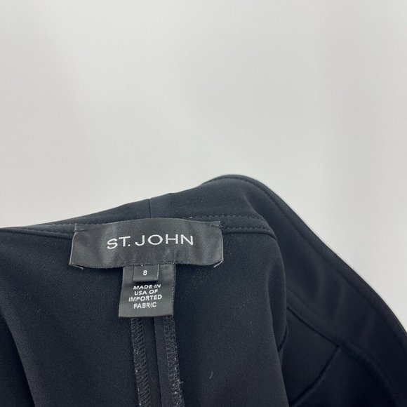 St. John Trousers Black Zip Pockets Straight Leg Stretch Casual Work Pant Size 8 - Picture 5 of 6